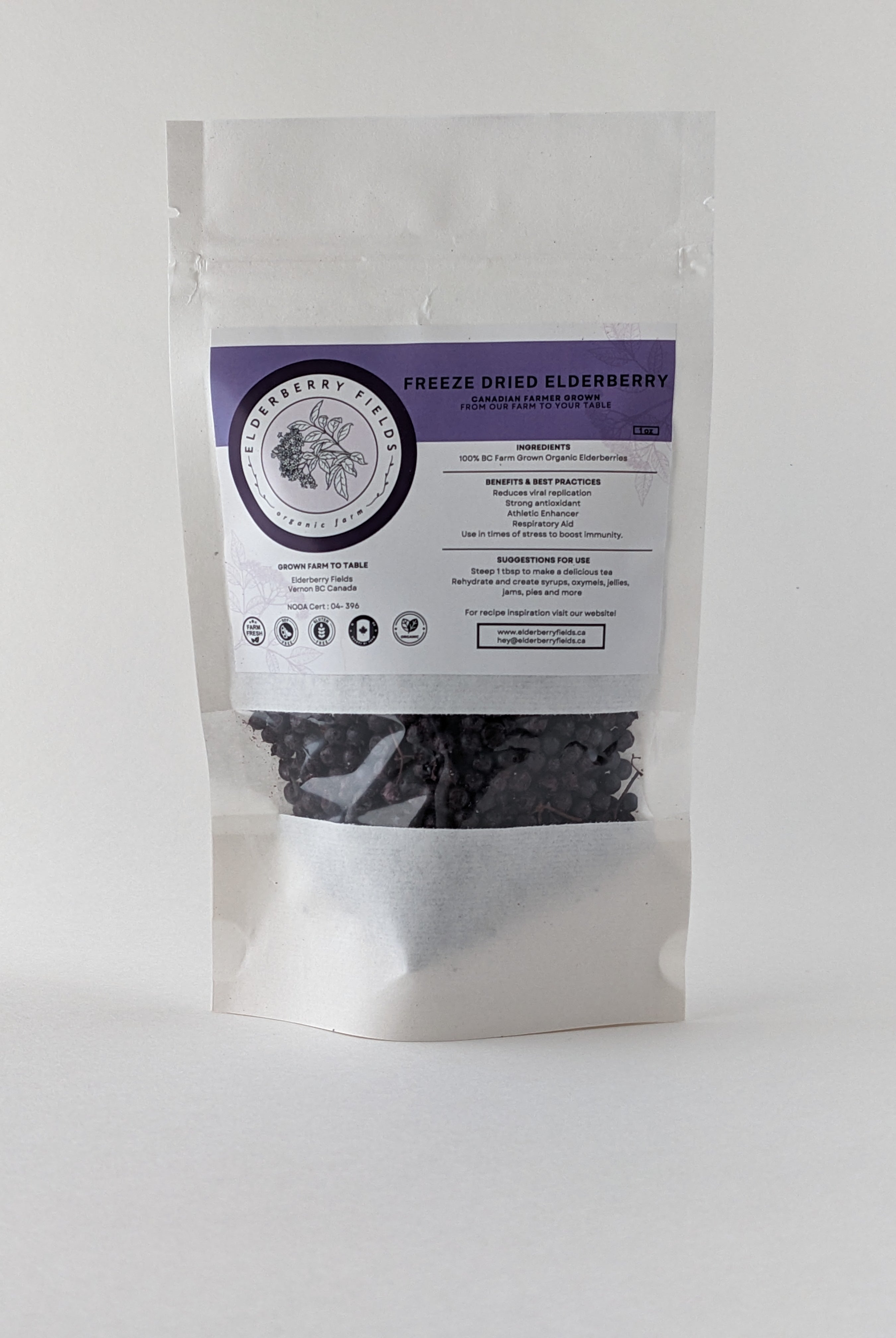 Freeze Dried Elderberries 1 packet | 1 fl oz | Elderberry Fields